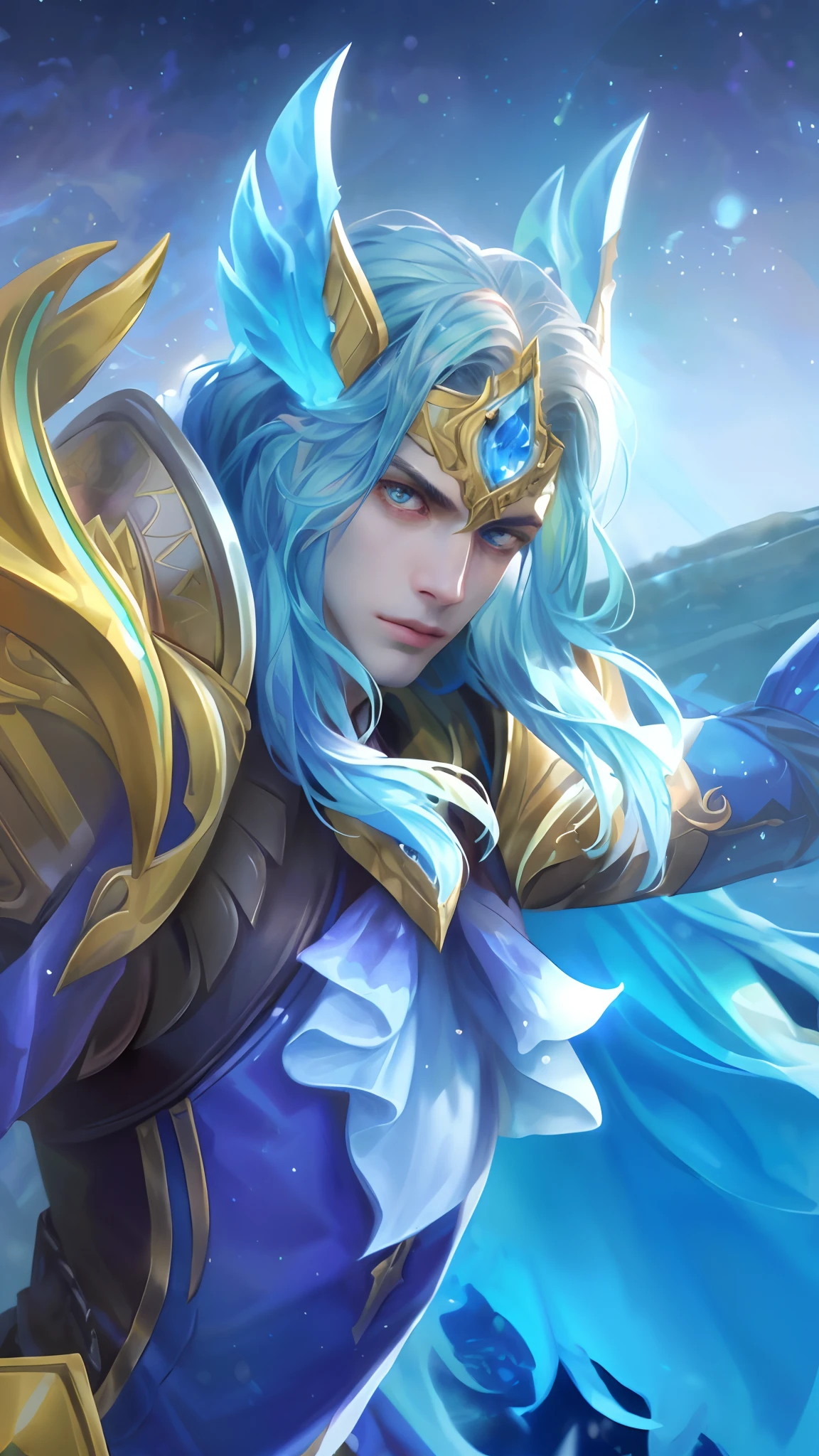(Absurdres, Intricate Details, Masterpiece, Best Quality, High Resolution, 8k), 1 male, thin, young, aged up, masked, finely detailed eyes and face, auburn low-fade hair, amber eyes, portrait, looking at viewer, solo, half shot, detailed background, (light fantasy theme:1.1), focusing, mercenary, sunshine, floating scraps, color plate armor, divine aura, bright realistic lighting, marble castle, intense atmosphere, circlet, coat of arms, brazier, , Depth of Field, VFX.