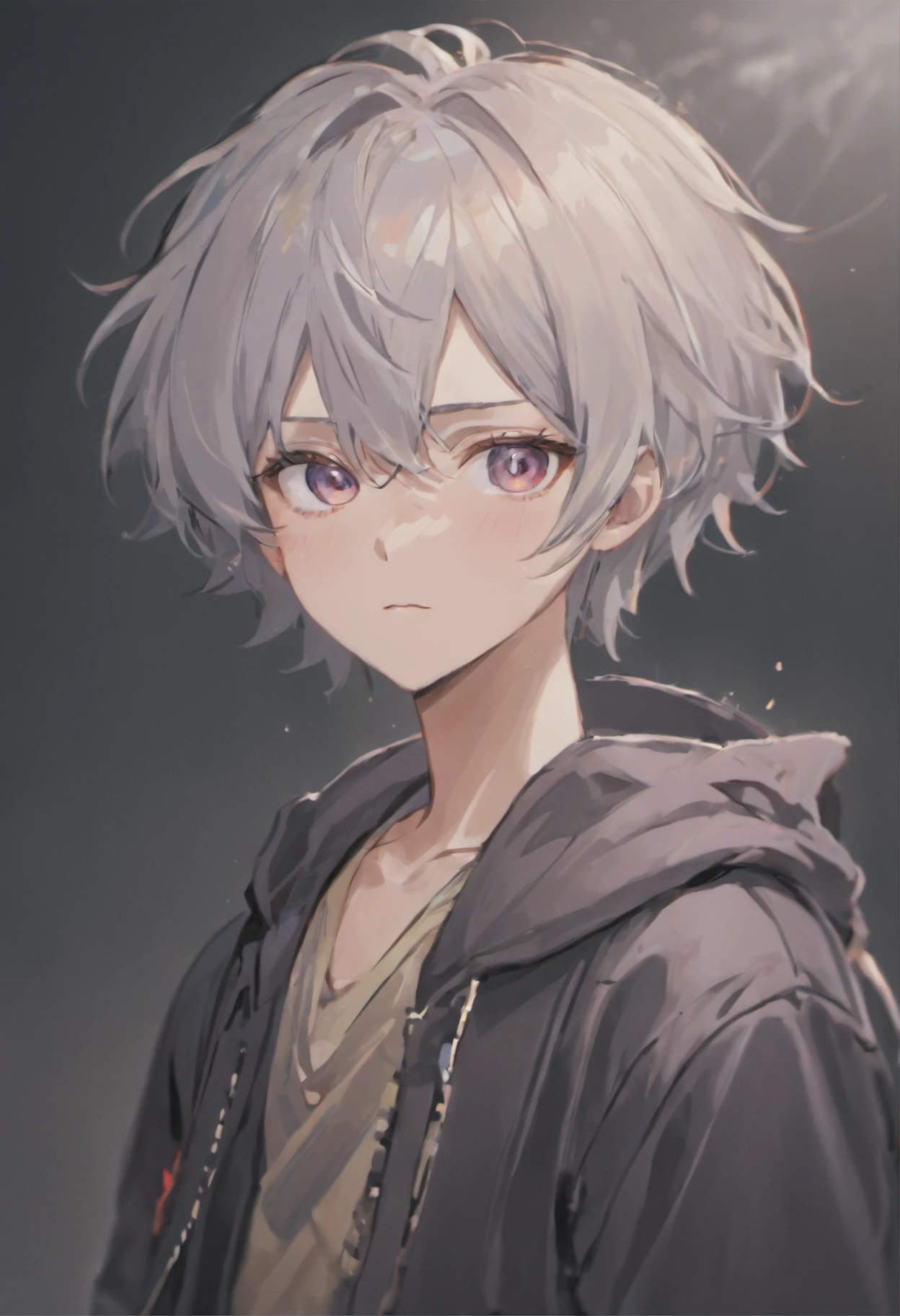 (high-res, masterpiece:1.2),ultra-detailed, (photorealistic:1.37), professional portrait photography, silver-haired boy, stylish, vibrant colors, dramatic lighting, boy's head