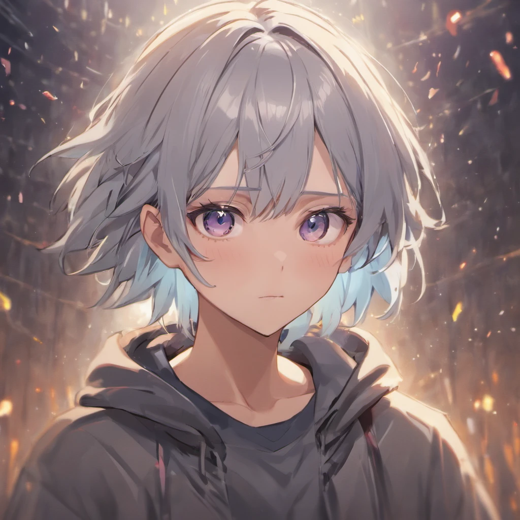 (High-res, Masterpiece:1.2),Ultra-detailed, (Photorealistic:1.37), Professional portrait photography, Silver-haired boy, Stylish, Vibrant colors, Dramatic lighting, Boy's head