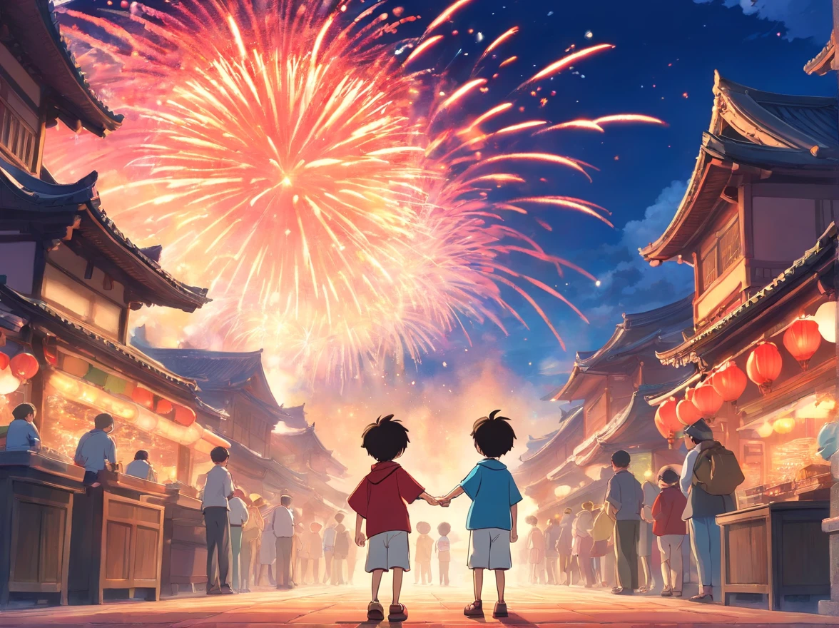 Between crowds and crowds,A 15-year-old boy dressed in Zhuang red carefully avoids competing people。Find your own opportunity。He keenly tracked every flying firecracker,Dexterously dodging other people's hands。sudden,A huge and ornate fireworks cannon soared into the air。The boy jumped up without hesitation,He held out his little hand,Accurately caught the fireworks。The boy seemed to become a genie in the air,Suspend for a moment,Then it flutters to the ground。His smile was as bright as the sun,Everything stands still in that moment。
