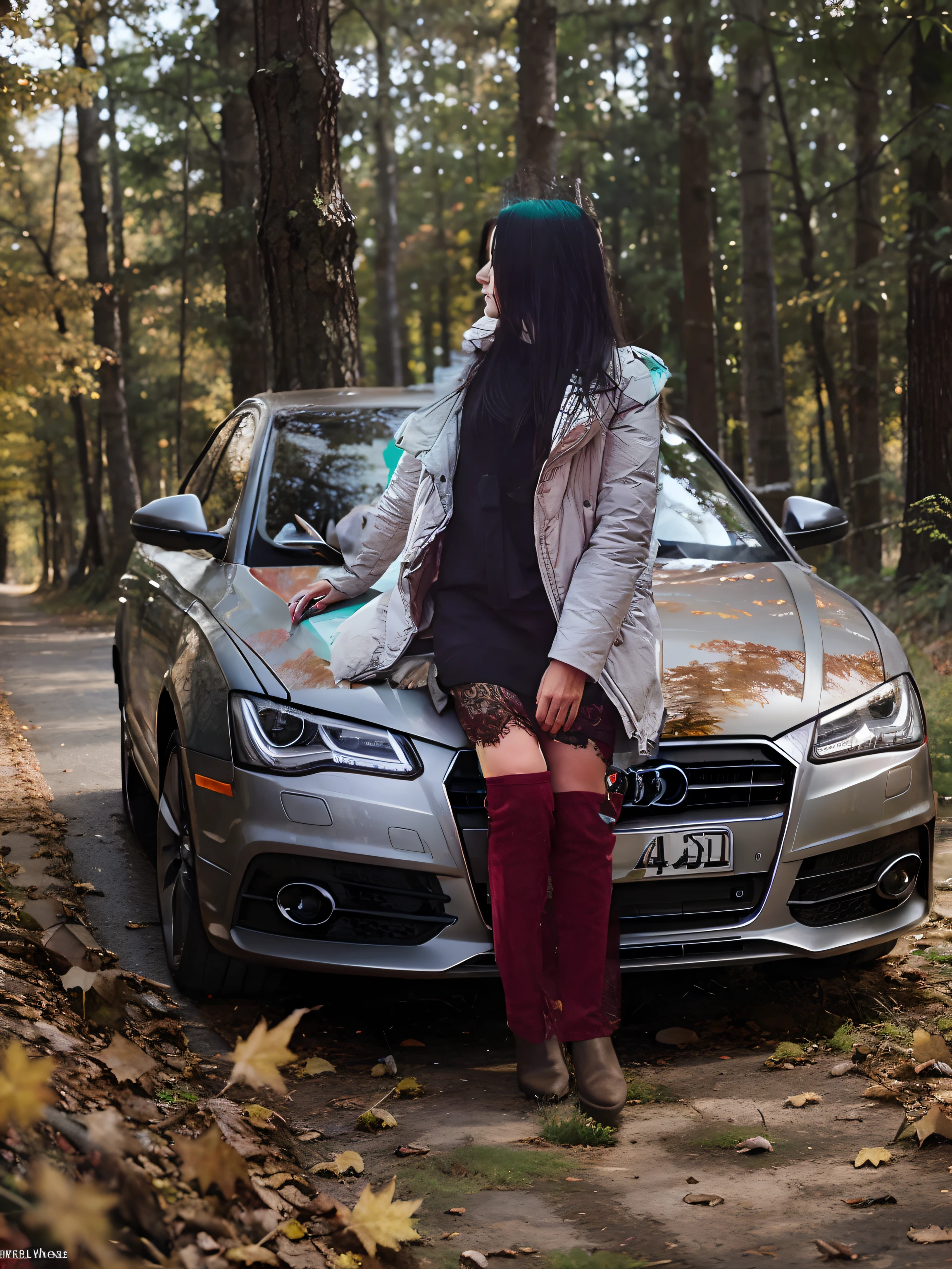 Audi car in autumn forest