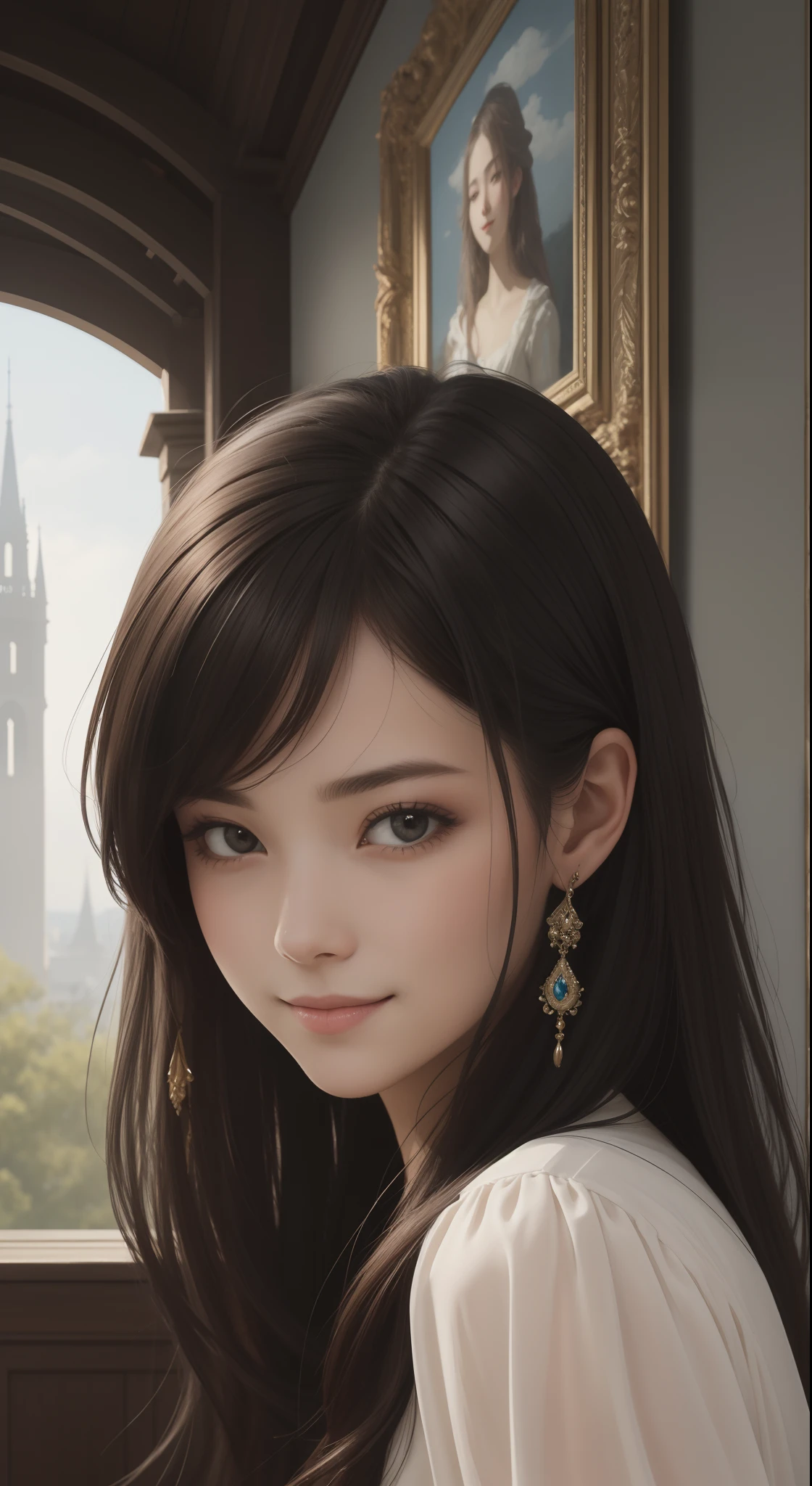 "Indulge your senses in the full-bodied beauty of a 20-year-old woman, smiling shyly with her mouth closed, depicted in breathtaking works of art. Each piece is a masterpiece of visual depiction. beautiful and unique, with many styles and variations that express the beauty of the human form. Vibrant colors and clear details are displayed in the highest image quality of 8k, making it a work of art come to life. Let depth of field add a sense of depth and dimension to each stunning composition."