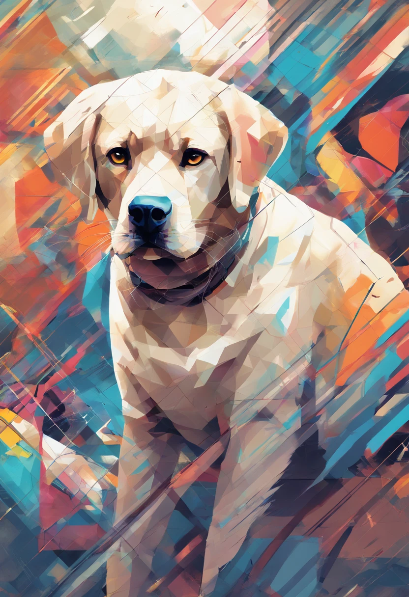 (Gato labrador ),(melhor pose),(best angle), (better expression), Eduardo Kobra acolchoamento ,multidimensional geometric wall PORTRAIT, arte, Chibi,Yang08k, lindo, Colouring,