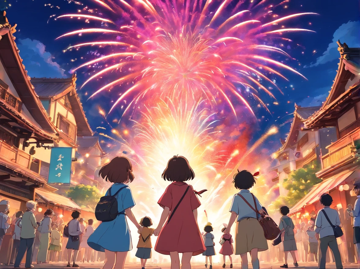 People are standing around,Throw fireworks, a picture by Wang Yi, Flickr, Happening, festivity, competition winning, celebrating, local people chasing to attack, award - winning shot, award-winning shot, Beautiful image, centered shot, festivity, an beautiful, nanquan, people panic in the foreground