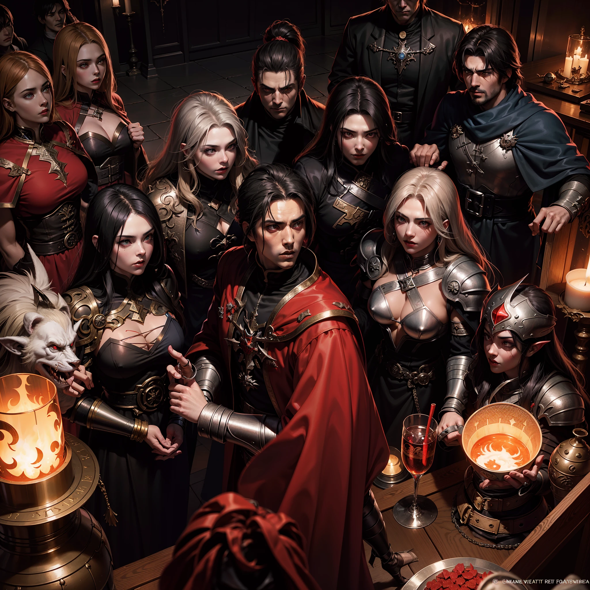 Castlevania Hyper Realistic Shadow Lord Super Detailed Dynamic Shooter Lord Dracula's Centerpiece Medieval Arab Warrior with Red Turban Scary Face Hokuto No Ken Structure Muscular Face Kenshiro Leading Troops Army of demons to fight highly detailed cutscenes Epic Movie Legendary Movie Zoom Face Hyper Realistic Portrait Hokuto no Ken Style