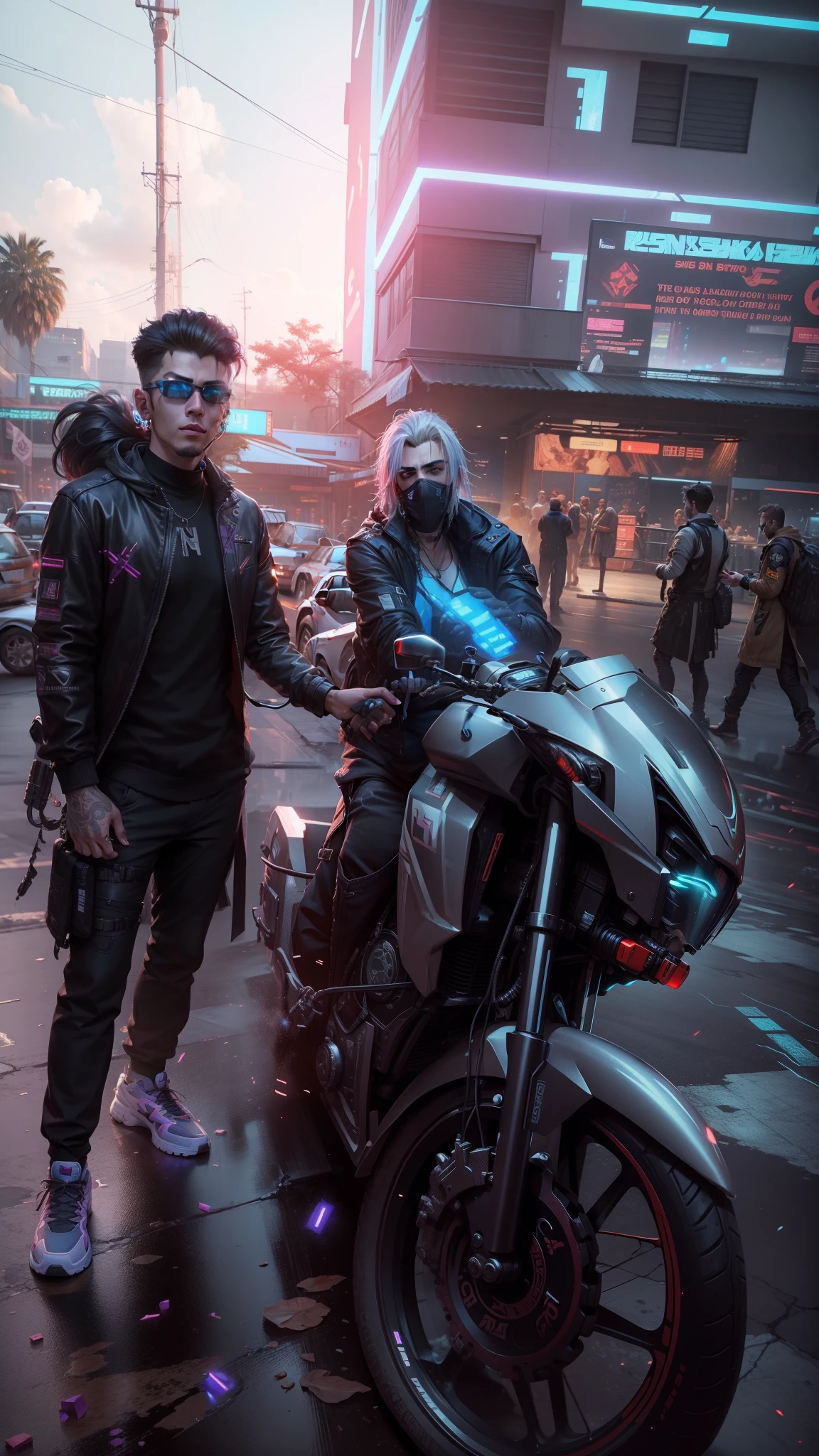 Change background cyberpunk handsome boy, realistic face, 8k, ultra realistic,