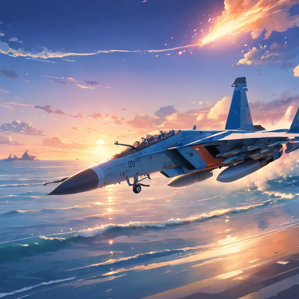 8K, best quality, masterpiece, scenery, sea, action, panoramic view, f15 tomcat plane , mig 28, gunfight, topgun, topgun logo, fire, peach, luxury, a dream car, fly in the galaxy, drop the money, food