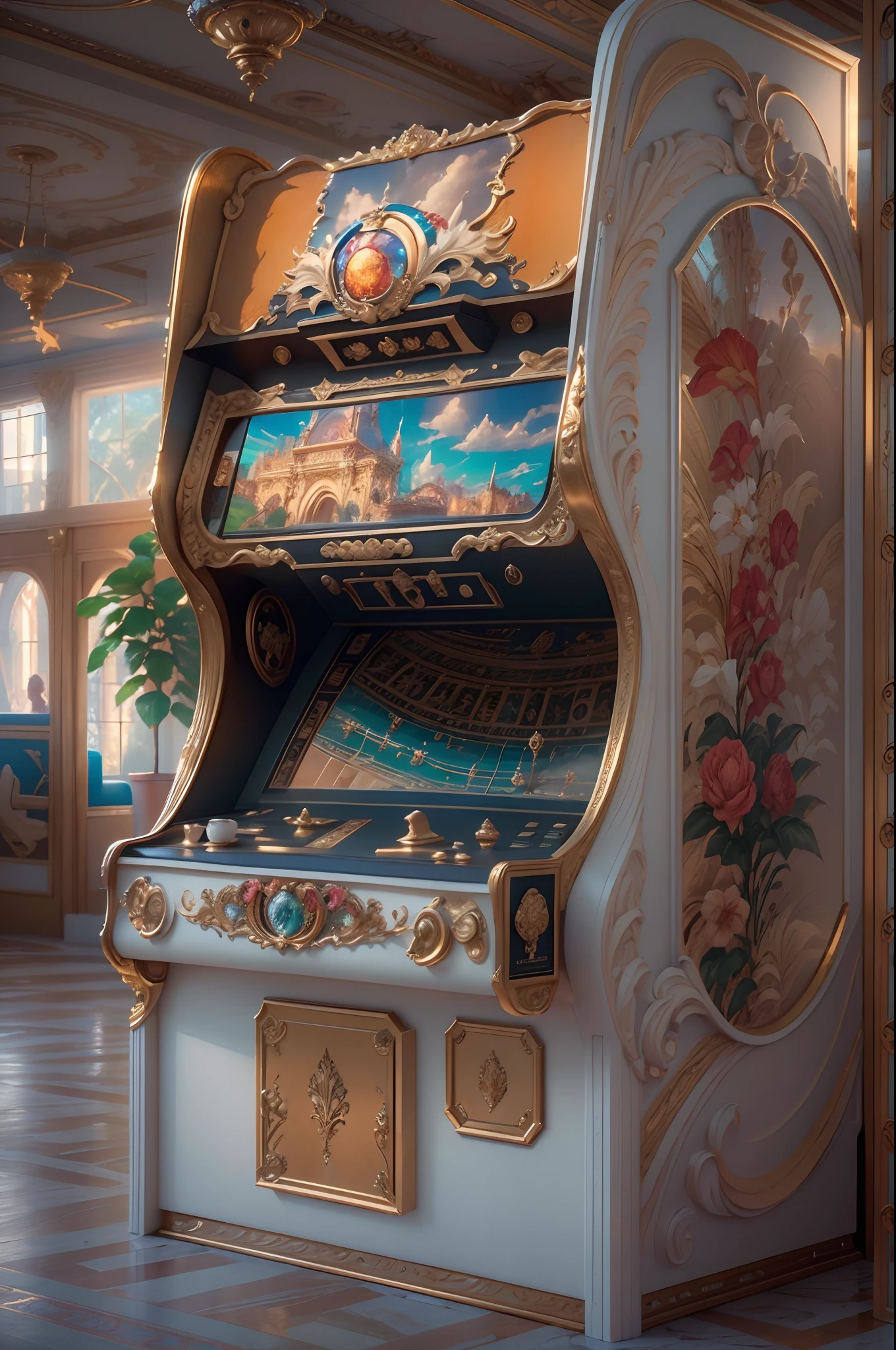 IvoryGoldAI:Arcade in the arcade.(Best quality,4K,8K,A high resolution,Masterpiece:1.2),(super ultra detail),(Realistic,Photorealistic,photo-realistic:1.37)