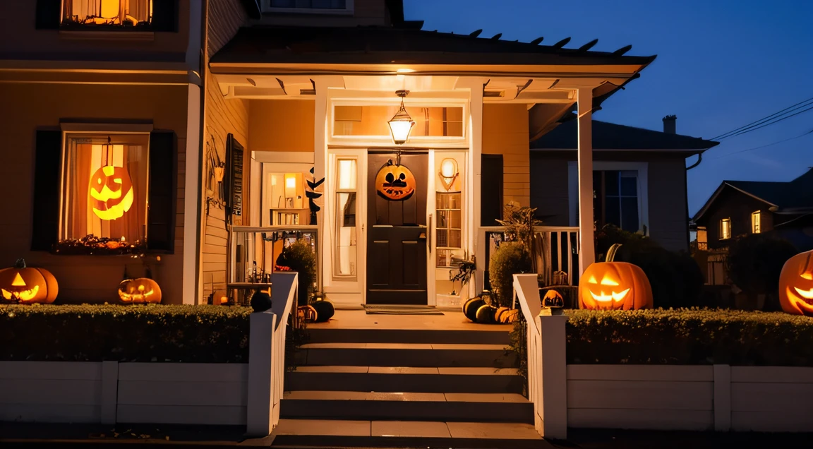 Halloween decoration of residents' houses