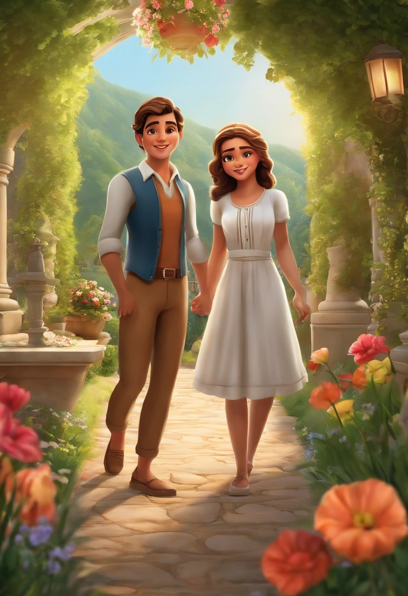 (highres, detailed, realistic) a boy (larka) and a girl (larki), standing close to each other in a beautiful garden. The boy has (extremely detailed, expressive) eyes with long eyelashes and his face shows determination. The girl has captivating, (detailed) eyes and (beautiful, full) lips. They are both dressed in (modern, trendy) outfits, complementing each other's style. The garden is filled with vibrant flowers and lush greenery, creating a (colorful, lively) atmosphere.
The artwork is created using a combination of (high-quality illustrations, photorealistic techniques) with (ultra-fine painting, professional attention to detail). The lighting emphasizes natural sunlight, casting (soft shadows and highlights) on the characters and surroundings. The colors are vivid and (saturated, harmonious), enhancing the overall visual impact.
The scene exudes a romantic ambiance, with a gentle breeze moving their hair and the girl's dress. Their (joyful, excited) expressions indicate a strong connection between them. The perspective captures a (close-up, intimate) view, allowing the audience to feel the emotions conveyed by the characters.
In the background, there are (colorful, blooming flowers) and (lush, green) trees, creating a serene environment. The garden path leads towards a (picturesque, hidden) spot, inviting the viewers to imagine their own story beyond what is depicted in the artwork.
This artwork combines elements of (portraiture, romance) to create a (captivating, heartwarming) moment between two individuals. The use of (professional, detailed) techniques ensures a (high-quality, visually appealing) result that captures the essence of the scene.
Please note that the prompt is generated solely based on visual description and does not imply any explicit meanings or intentions.