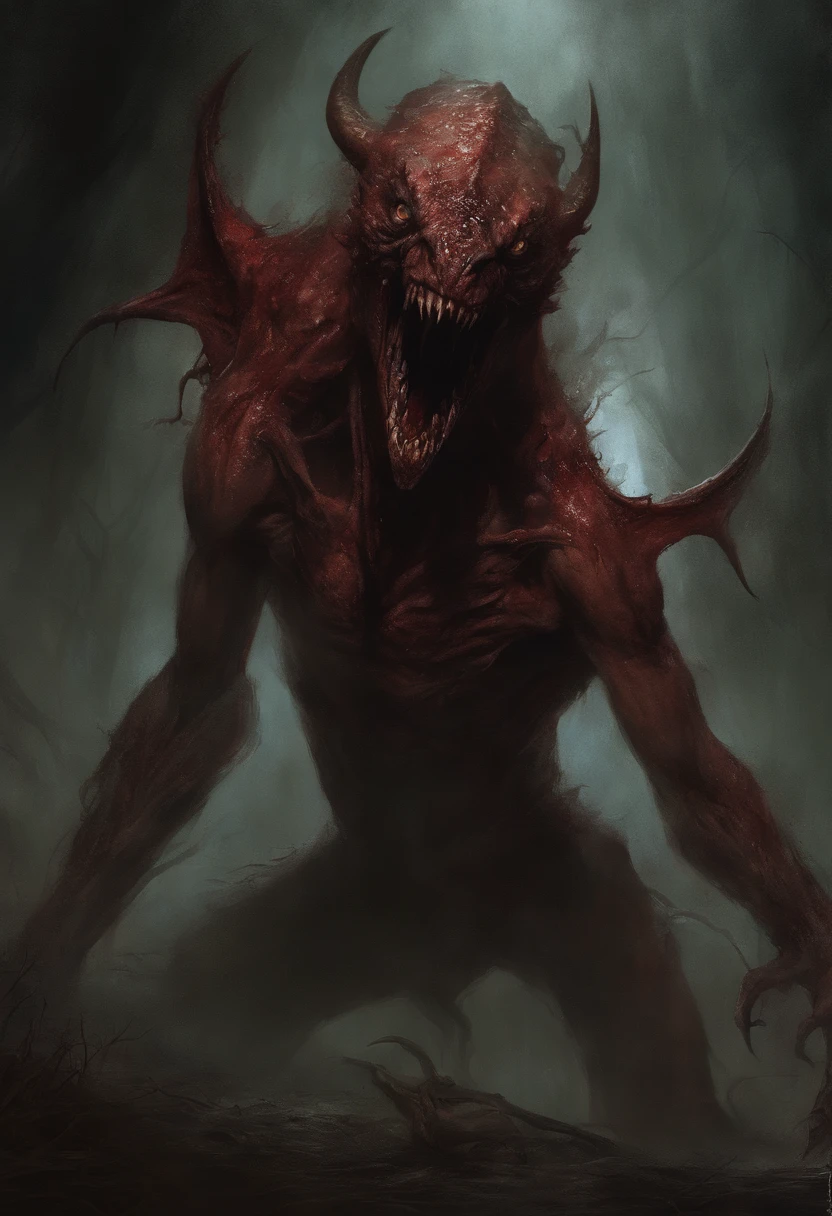 Painting of a demonic creature with a bloodied face and a bloodied head, carnage, Sci - The Art of Horror Fiction, Science fiction horror artwork, inspired by Aleksi Briclot, Les crocs du carnage, The Art of Horror in the Fantasy Genre, par Aleksi Briclot, Horror concept art, venin, Art fantastique et horreur, Detailed illustration of 4K horror, Demonic creature, Dark Fantasy Horror Art