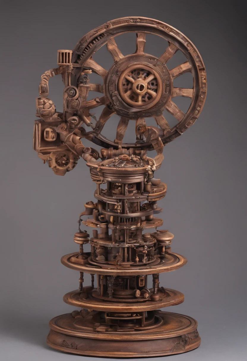 kosmos、steampunc、Brown, rusty, lonely floating mechanical planet、gear wheel