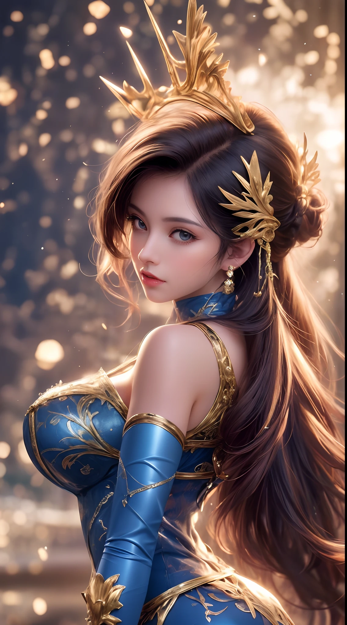 A beautiful princess in a blue and gold Corset and suit, majestic look, extremely detailed artgerm, artgerm. high detail, artgerm detailed, style artgerm, artgerm style, in style of artgerm, samira from league of legends, cinematic goddess body shot, style of artgerm, alena aenami and artgerm