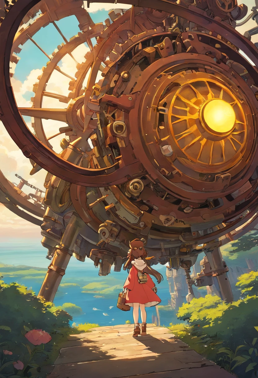 kosmos、steampunc、brown, rusty, Lonely Floating Machine Planet、gear wheel、A planet made of machines、No people、Dark Universe