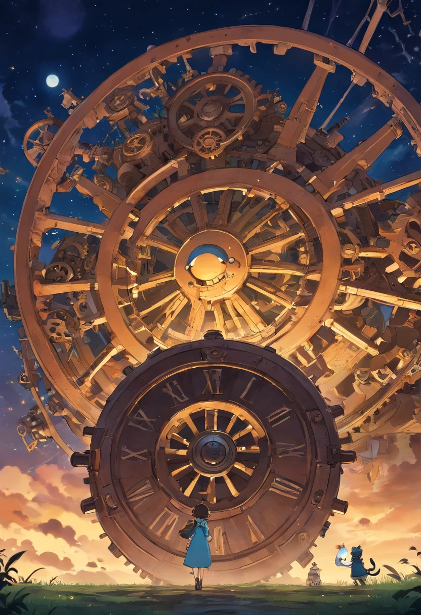 kosmos、steampunc、brown, rusty, Lonely Floating Machine Planet、gear wheel、A planet made of machines、No people、Dark Universe