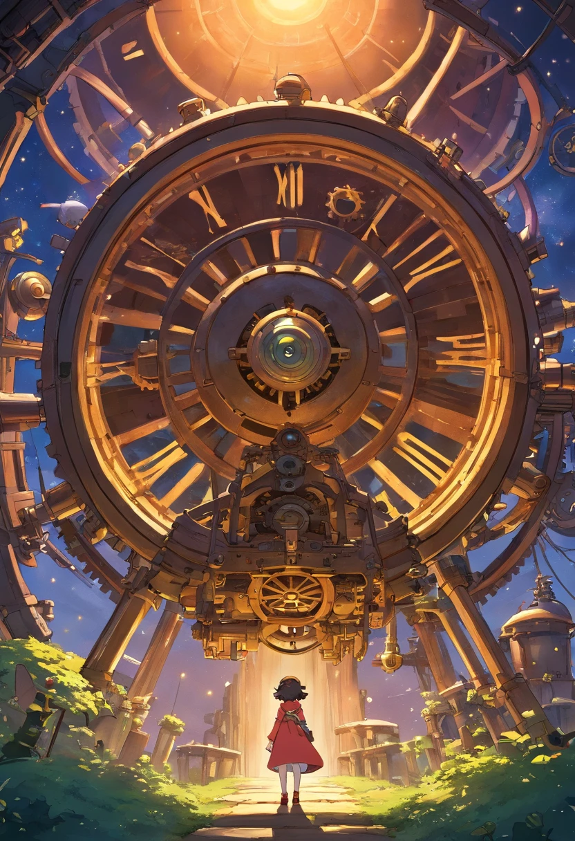 kosmos、steampunc、brown, rusty, Lonely Floating Machine Planet、gear wheel、A planet made of machines、No people、Dark Universe