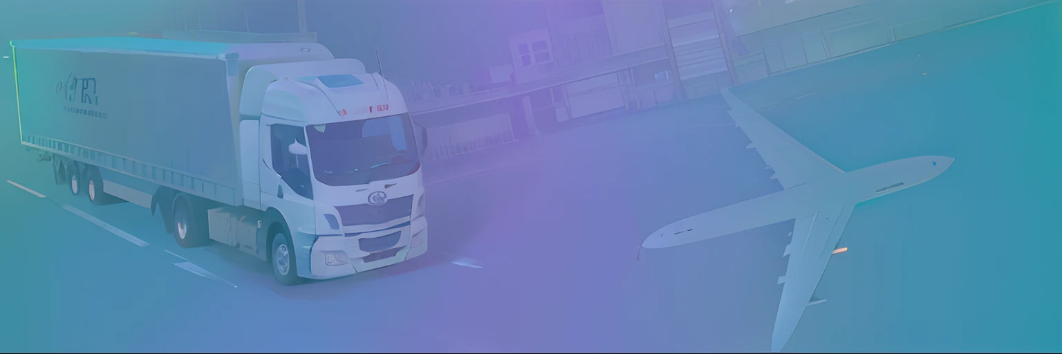ARAF truck and plane on the road on a blue background, Ao fundo, banner, Port Scene Background, Full width, Commercial banner, Website banner, Background, Background focus, wide image, looking up at the camera, Ao fundo, Detailed background, Complete device, photo render, transparent background, looking forward, background blurred, Low resolution, interesting background