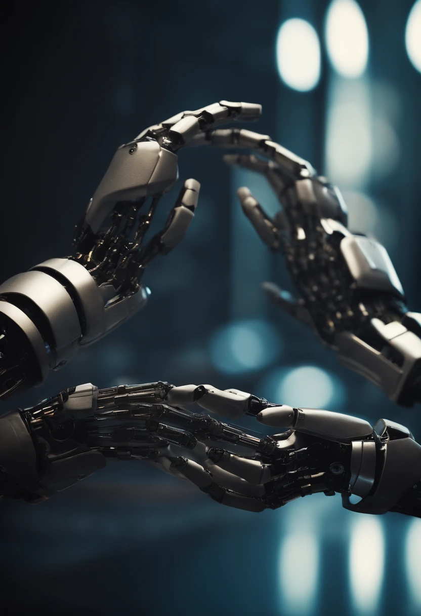 two robot hands reaching each other