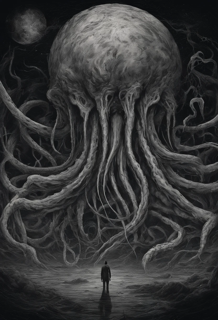 There is a planet in the middle, Tentacles of the universe, Lovecraft inspiration, Lovecraft's Cosmic Fear, Lovecraft's Hellscape, Fantasy and space horror films, Lovecraft-inspired atmosphere, lovecraftian, Planet in open space, No people
