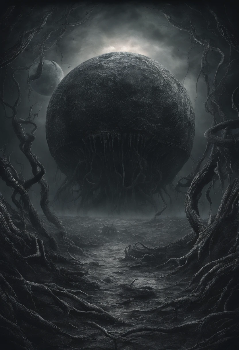 There is a planet in the middle, Tentacles of the universe, Lovecraft inspiration, Lovecraft's Cosmic Fear, Lovecraft's Hellscape, Fantasy and space horror films, Lovecraft-inspired atmosphere, lovecraftian, Planet in open space, No people