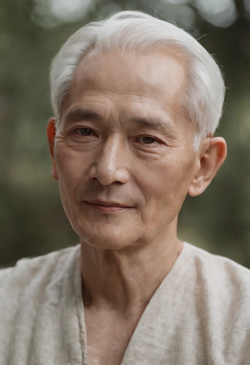 An old man sitting upright,Chinese men,ssmile,Short white hair of the spirit,Medium-sized eyes,The upper part of the body,Bookshelf background,Pipe in hand,Portrait photography style,tmasterpiece,Ultra-unique to engage in professional digital art,Film Washington,Hyper-realistic,photore,Supernatural skin texture,Detailed facial features,8K,Character scale 1:1.5