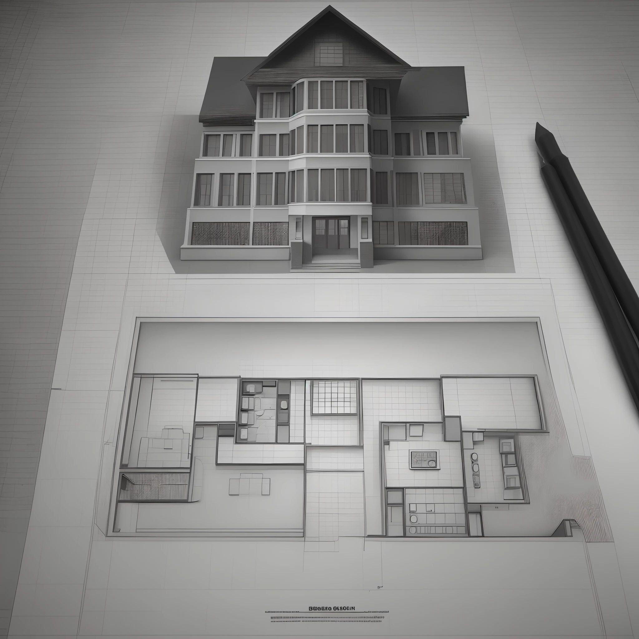 Black and white building plan