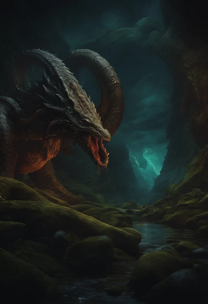Dark, lovecraftian, foreboding, awe inspiring, madness, background, wallpaper, creature