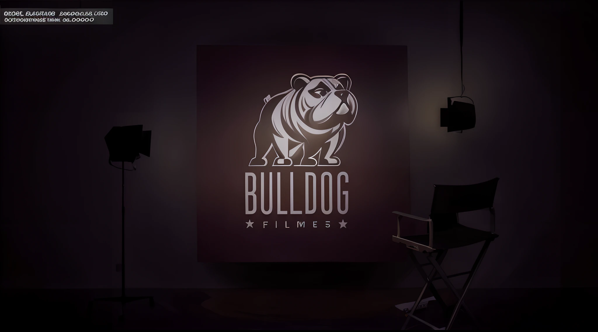 um close up de uma cadeira em frente a uma parede com um buldogue sobre ela, mascote tourodog estilo nba, Film Studio, Bullies, design de logotipo, design de conceito de logotipo, major film production, 2d solid shape logo, cena completa filmada, design de logotipo profissional, estilo de logotipo vetorizado, Logotipo 3D, touro, 435456k filme