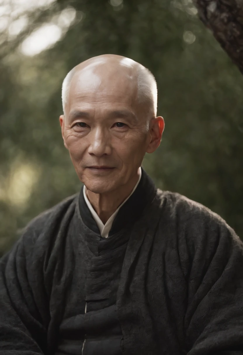 An old man sitting upright,Chinese men,ssmile,Short white hair of the spirit, bald,Medium-sized eyes,The upper part of the body,Bookshelf background,Pipe in hand,Portrait photography style,tmasterpiece,Ultra-unique to engage in professional digital art,Film Washington,Hyper-realistic,photore,Supernatural skin texture,Detailed facial features,8K,Character scale 1:1.5