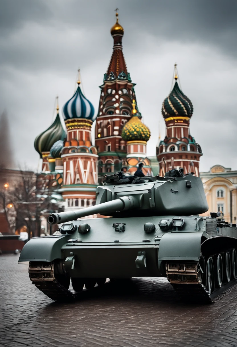 In heavy rain, Red Square is suddenly enveloped in a blue glow. A moment later, From this glittering hole emerges the outline of American tanks. They are slowly materializing in front of the walls of the Kremlin, Like the heroes of a movie.