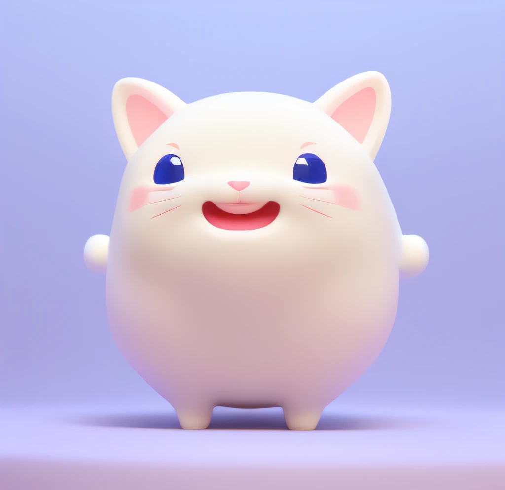 gorgeous tiny hyperrealistic (white cat)), rabbit teeth, pink ears, (pink blush) ((big blue eyes)) , Chibi, adorable and cute, 3d render.