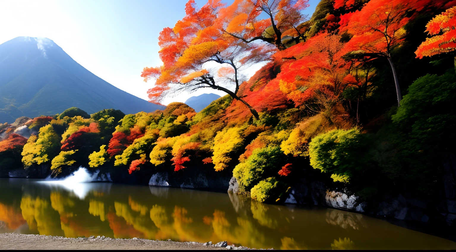 Akiyama Akisui kissed illusorily，The mountain does not move，The water is slightly loud。That medieval old town，With this autumn sound