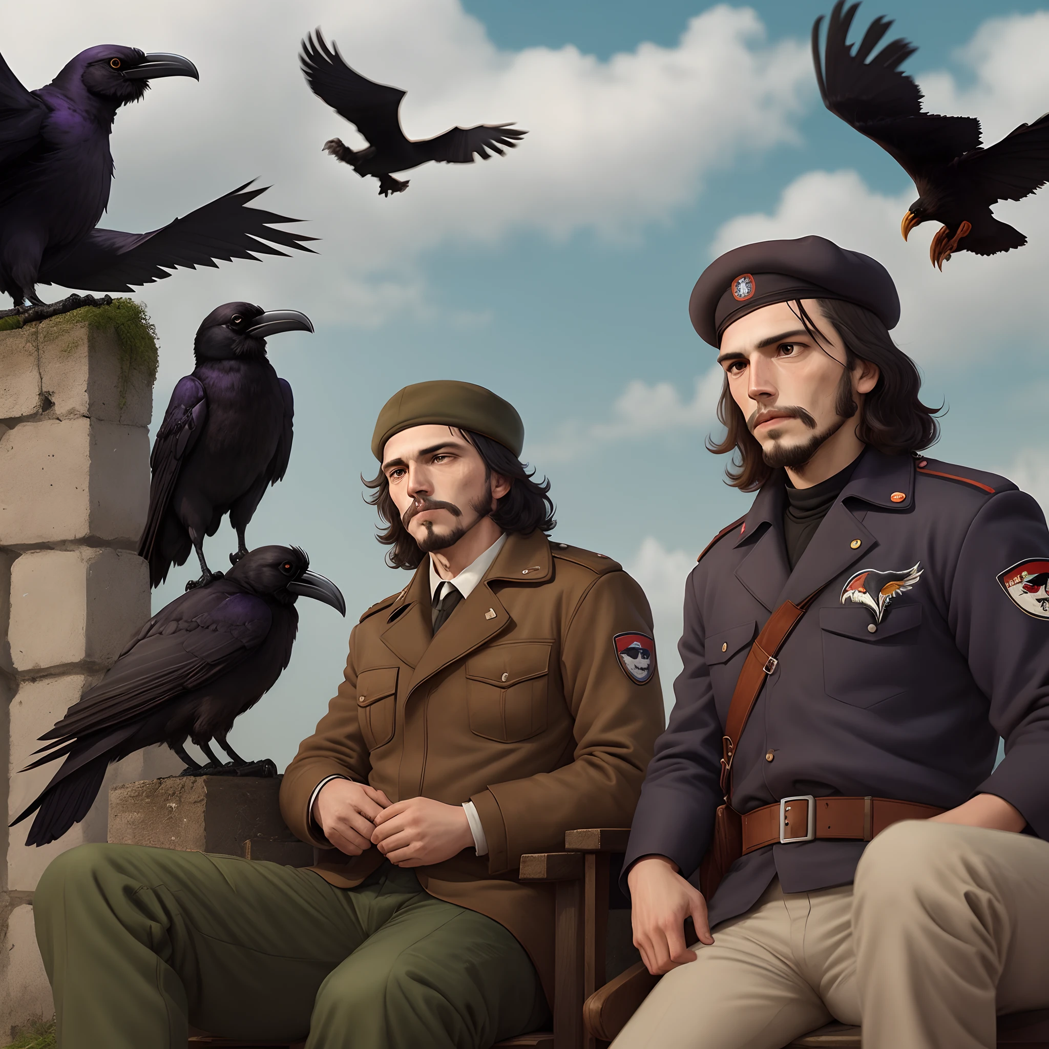 che guevara with ravens in the background