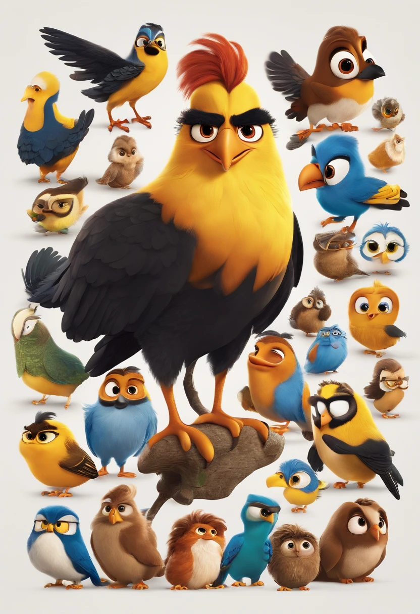 um poster de filme estilo disney pixar .personagem com olhos castanhos,cabelo curto ,usa jaqueta preta com amarelo, sentado na frente do computador , nome do poster "fenix social media "