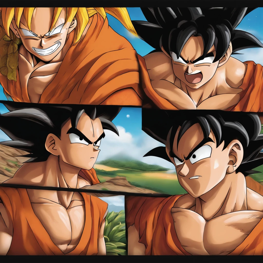 Goku lutando com o Luffy.