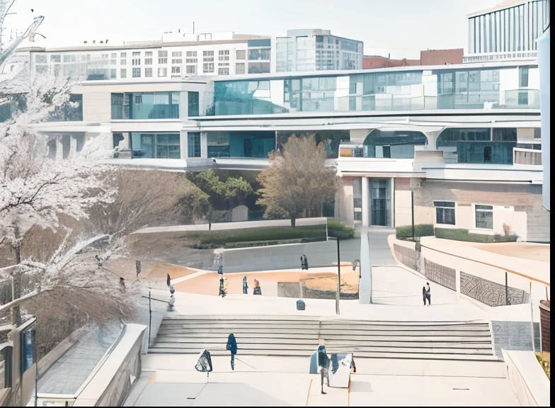 The campus landscape is colored