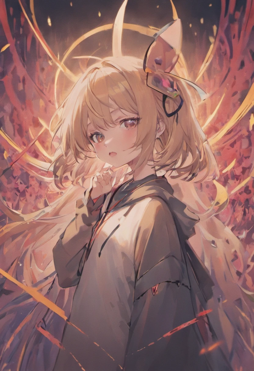 1 female、独奏、short-hair、Opening Mouth、bangss、hair adornments、long-sleeve、bow ribbon、鎖骨、Hair Ribbon、grey eyes、A dark-haired、multicolored hair、Close one eye、hoods、Two-side-up、Sleeves go up to the wrists、a black ribbon、parka、Hood down、Sleeves go over the fingers、sleepy、White hoodie、yawns、Moe Sleeve、Absolute Area、Black non-sleeve