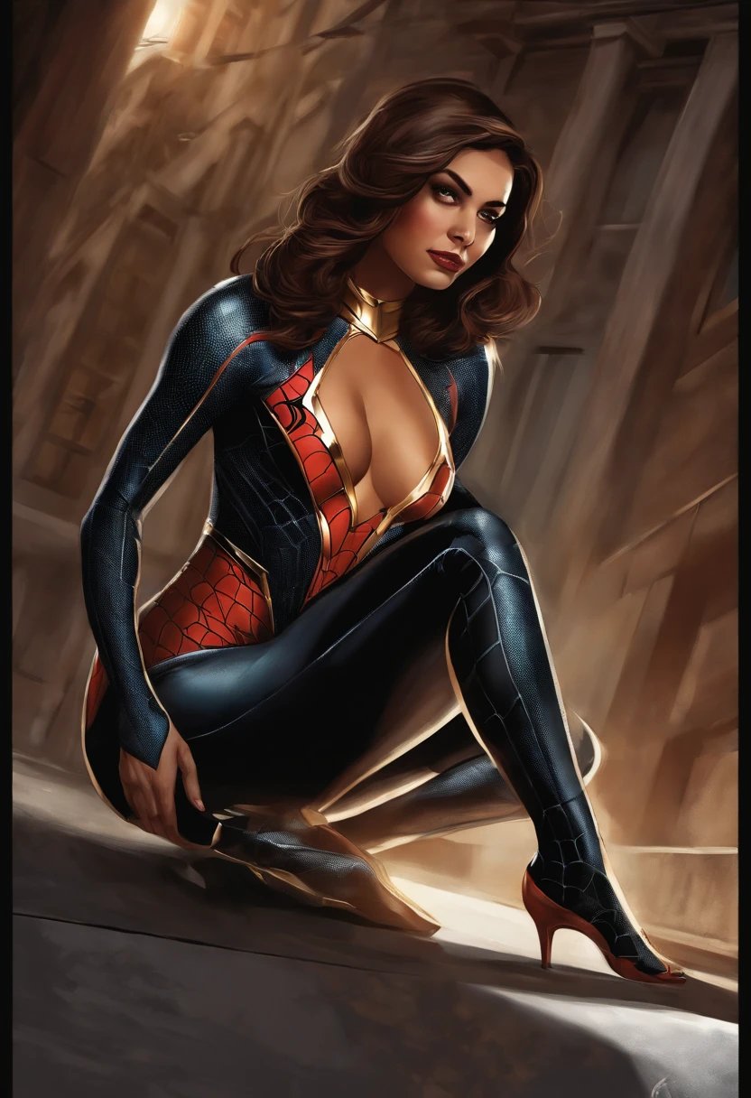 mulher jovem em traje de aranha - homem, aranhaverso •, spider - estilo de arte verso, ( ( Mulher-Aranha ) ), morena, Mulher Aranha, no aranhaverso, Estilo Marvel, em estilo de maravilha, no aranhaverso, estilo comic, estilo desenho
