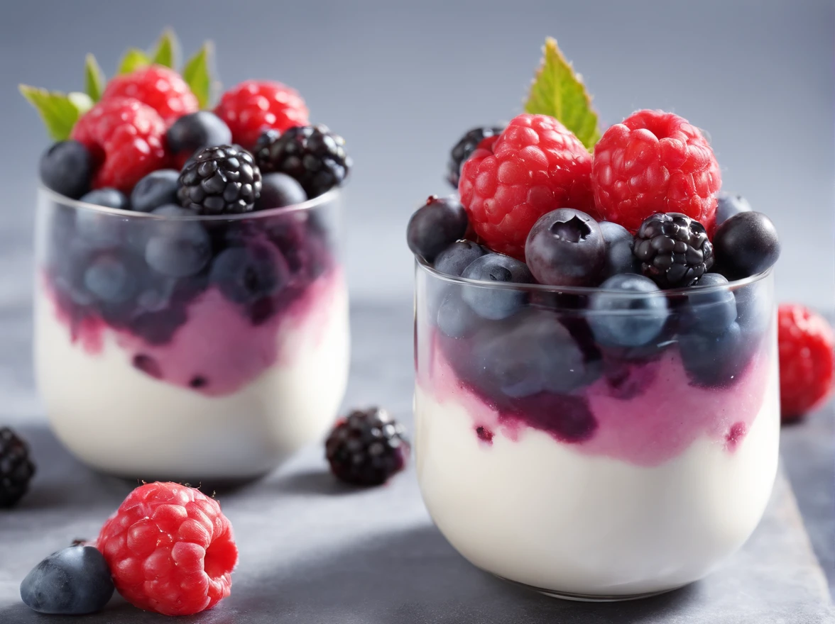Berries, Baked in Pudding Baked Pudding with Berries,in metallic form,hyper realisitc, Professional photo, 4k, hight resolution, food style, From the restaurant, Focus on the dish, higly detailed