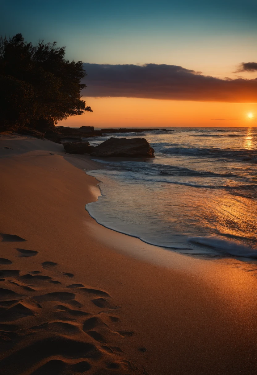 plage, couchee de soleil,