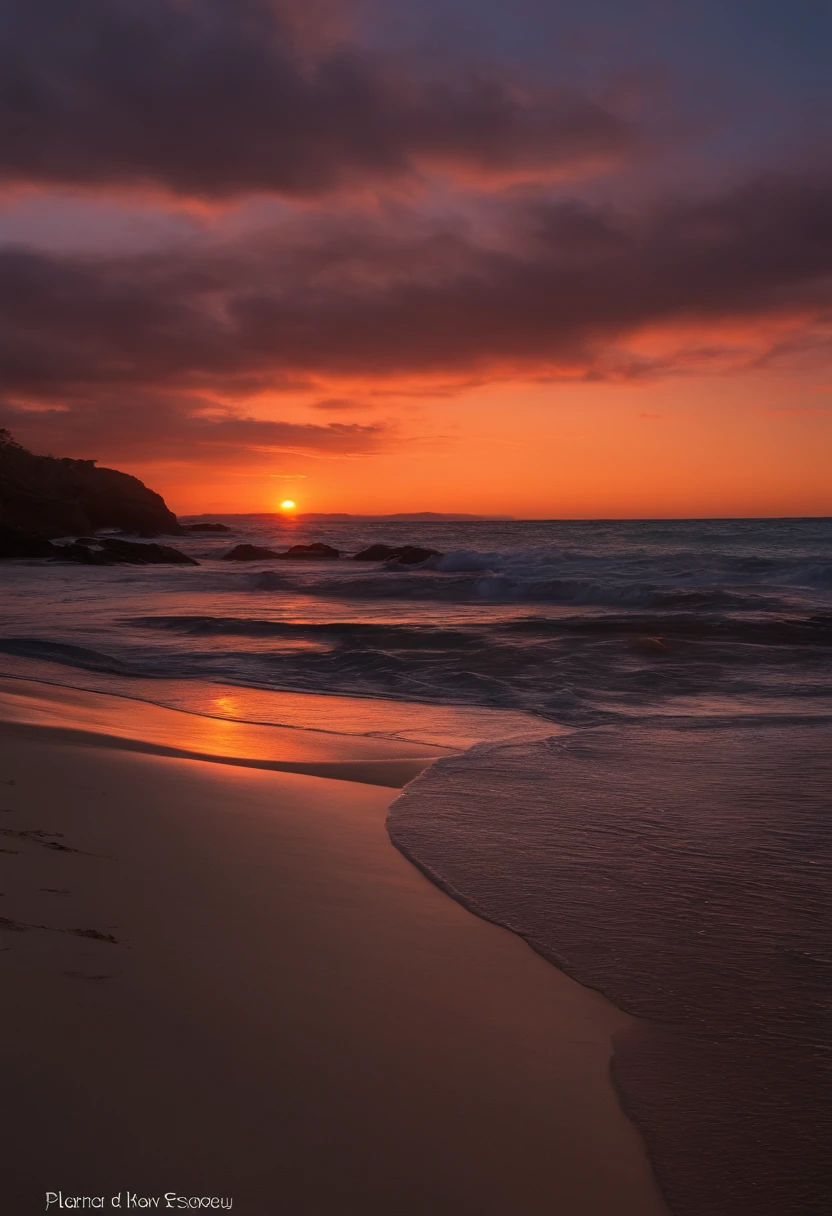 plage, couchee de soleil,