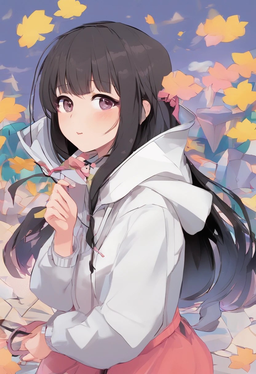 1 female、独奏、short-hair、Opening Mouth、bangss、hair adornments、long-sleeve、bow ribbon、鎖骨、Hair Ribbon、grey eyes、A dark-haired、multicolored hair、Close one eye、hoods、Two-side-up、Sleeves go up to the wrists、a black ribbon、parka、Hood down、Sleeves go over the fingers、sleepy、White hoodie、yawns、Moe Sleeve、Absolute Area、Black non-sleeve
