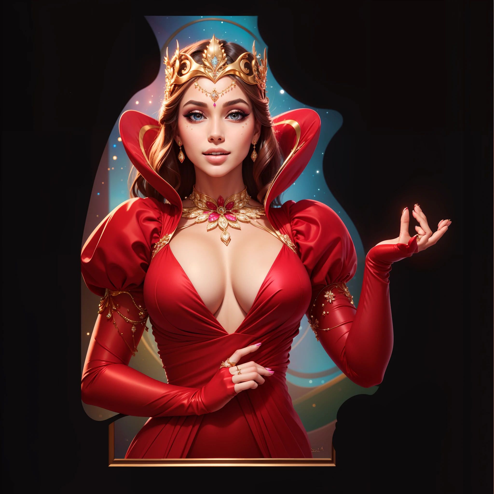 Sexy women，ssmile，Wear sexy dresses，Delicate makeup，Exquisite facial details，perfect body detail，Exquisite hand details，Perfect hair details，Normal eyes，The highest masterpiece，high high quality