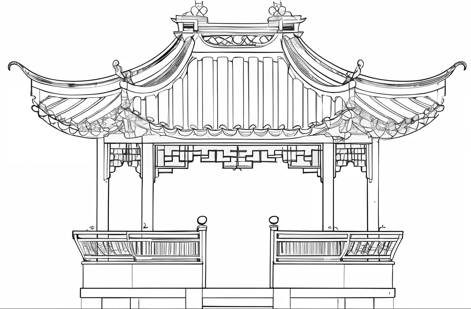 Remove dirt from the frame，Pavilion line drawings