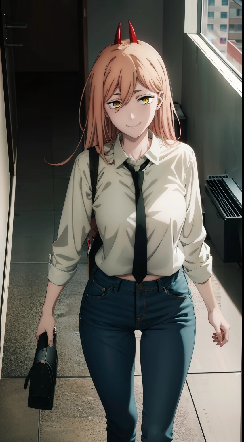 kitagawa marin, 1girl in, blonde hair, length hair, pink eyes, a girl, cool, wearing school uniform, (big breasts), tattoos, in an abandoned factory, covered in blood, look at me, (night), dark, mafia.