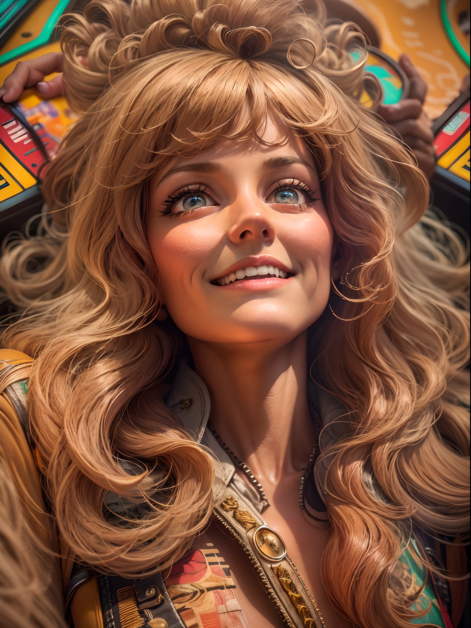 3D rendering of (1970 s Arcade Close-up), (Arcade: 1.37), 1970 s Games Hall, (Chair),{{masterpiece}}, {{{best quality}}},{{ultra-detailed}}, {{illustration}},{{disheveled hair}},{{masterpiece}},{{{best quality}}},{{ultra-detailed}}, close-up photo,Caricature,Viscosity Print,Carving,medium close up,rays of shimmering light,