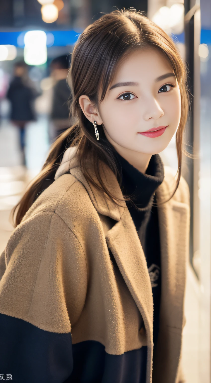 (((32K,very high res, high detailing, highly accurate,Masterpiece Girl 1:1.5))),Raw photo & realistic atmosphere,beautiful dark blue eyes,Detailed mouth,Glossy lips,Detailed eyebrows,Soft white skin that shines with every detail,,Eyes drawn in detail、Very beautiful eyes with azure eyes,Detailed lips、Very beautiful face,Very well-formed face、Lifelike face,shiny beautiful lips,Beautiful eyebrows,Infinite reality,Best design,(Insanely cute Japan 16-year-old high school girl,,Beautifully shaped breasts,Very cute beautiful girl,Little Girl,Healthy body,Outstanding style:1.5),Best Natural Makeup,Japanese ido,Korean Idols,Young sensual idol,Moist eyes,Dark Beautiful Deep Eyes,Beautiful butt,beauty legs,,camel's foot,:1.3),超A high resolution、,Natural and realistic face,Back lighting,Pure eyes are too cute,(((photorealisim,Photograph the whole body))),,Reality Live Action,(Fashionable earrings,,a necklace,A bracelet,gyuru,Glossy nail art,2022 Women's Teens Winter Casual Fashion,Down jacket,Black pants,white shoe,Calm and fashionable girl,light brown hair,Braided ear hair,独奏,little smiling,full body Esbian,Show full-body fashion,Leaning forward,Bend over, Only beauty young cute 15 year old girl,A rather petite and very cute 15-year-old girl:1.7),Night in Shibuya
