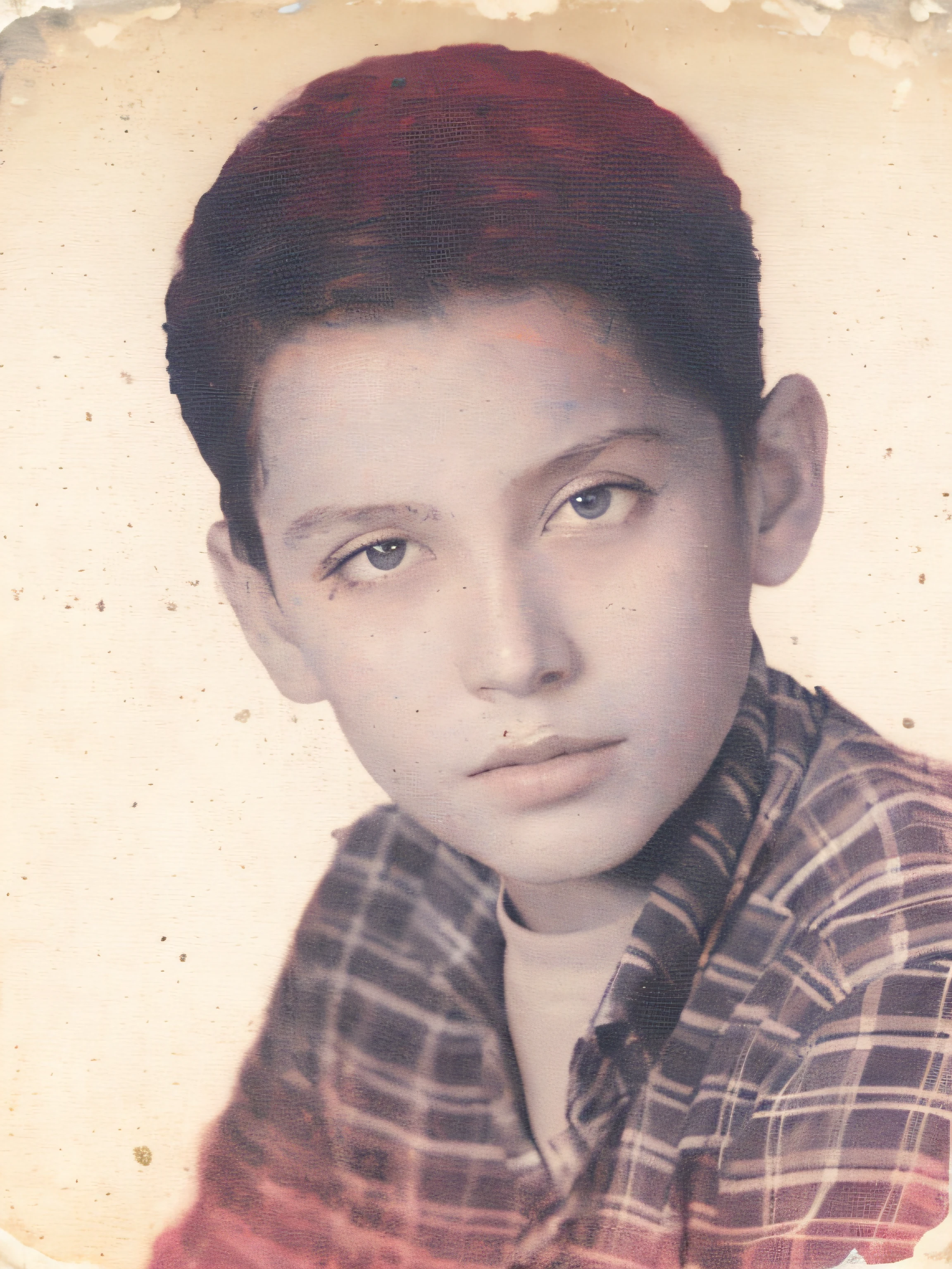 analog film photo, modern day photo of a young student, 14 years-old, male, brown-black hair, short curly quiff, brown eyes, caucasian, round face, oval-shaped jawline, bulbous nose, full lips, thick eyebrows, soft features, stocky broad frame, chubby, fat, resembles Gaten Matarazzo, (relaxed school uniform:1.1), silhouette, backlit, split lighting, half face in shadow, RAW Photograph, dslr, hard lighting, hard shadows, high quality, film grain, Fujifilm XT3, detailed skin with visible pores, insane details, masterpiece, 8k, 35mm photograph, dslr, kodachrome, faded film, desaturated, 35mm photo, grainy, vintage, Kodachrome, Lomography, stained, highly detailed, found footage, yearbook portrait, contemporary, 2024