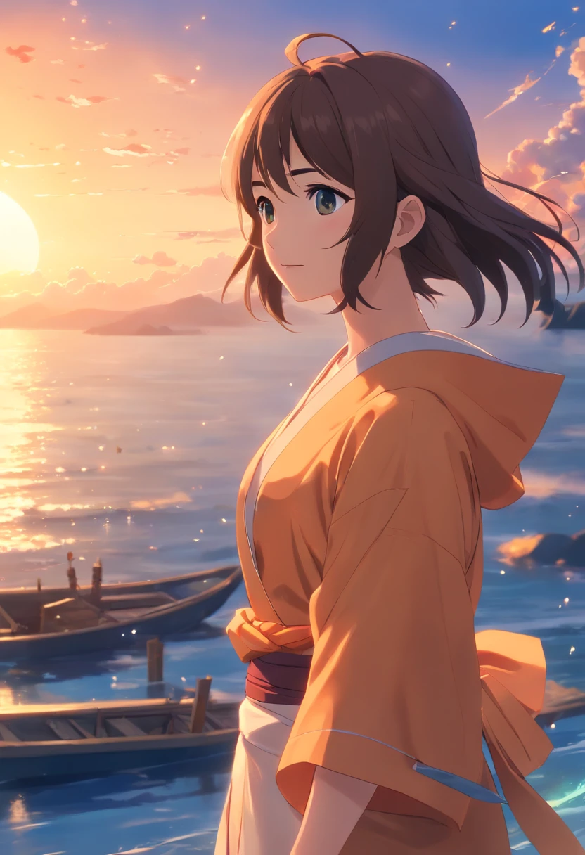 (best quality,4k,8k,highres,masterpiece:1.2),ultra-detailed,(realistic,photorealistic,photo-realistic:1.37),movie still, Lord Rama with Sita,close-up,bright,happy,warm soft lighting,sunset,(sparks:0.7)