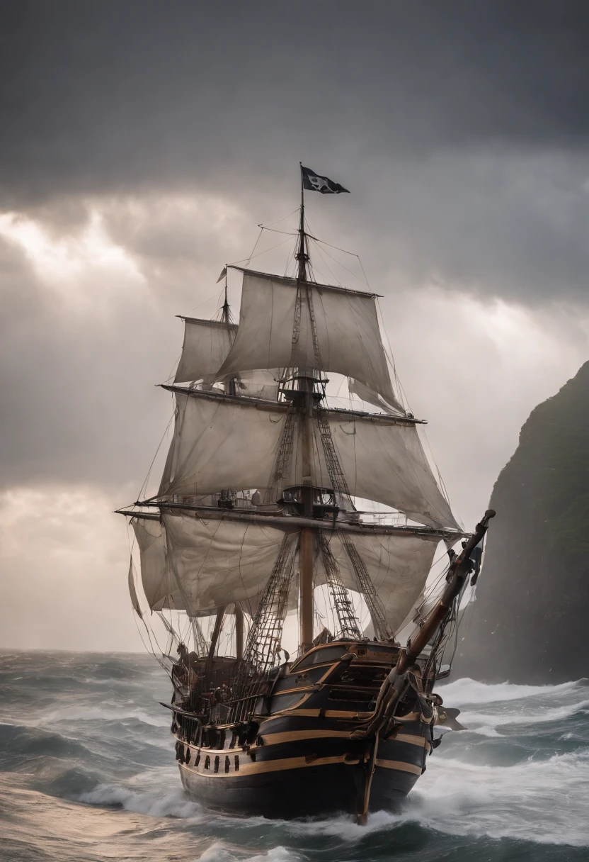 The rain begins to fall, adding another element of chaos to the scene. The sound of clashing swords, the roar of the kraken, and the rain hitting the deck create a symphony of chaos and despair. The scene becomes even more intense when lightning illuminates the sky, briefly revealing the epic fight between pirates and sea beast.